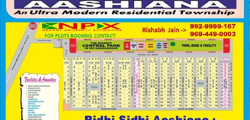 FOR SALEPlot 40X80 For Sale in RIDHI SIDHI AASHIANA @ Rs.4100000