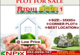 PLOT FOR SALE in RIDHI SIDHI 1st.