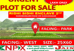 URGENT PLOT FOR SALE IN RIDHI SIDHI 2nd.