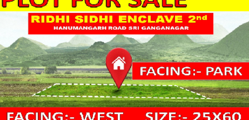 URGENT PLOT FOR SALE IN RIDHI SIDHI 2nd.