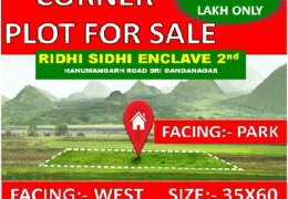 CORNER PLOT FOR SALE IN RIDHI SIDHI 2nd.