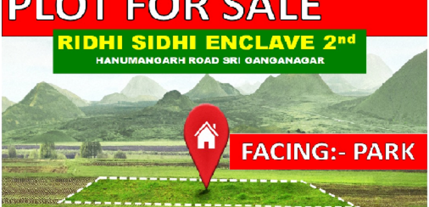 CORNER PLOT FOR SALE IN RIDHI SIDHI 2nd.