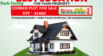 CORNER PLOT FOR SALE IN RIDHI SIDHI 2nd.